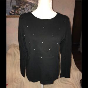 S - Quacker Factory black shirt w/ rhinestones